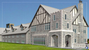 3D rendering of the Beta Theta Pi project located in Bloomington, Indiana