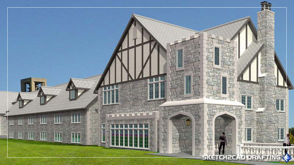 3D rendering of the Beta Theta Pi project located in Bloomington, Indiana