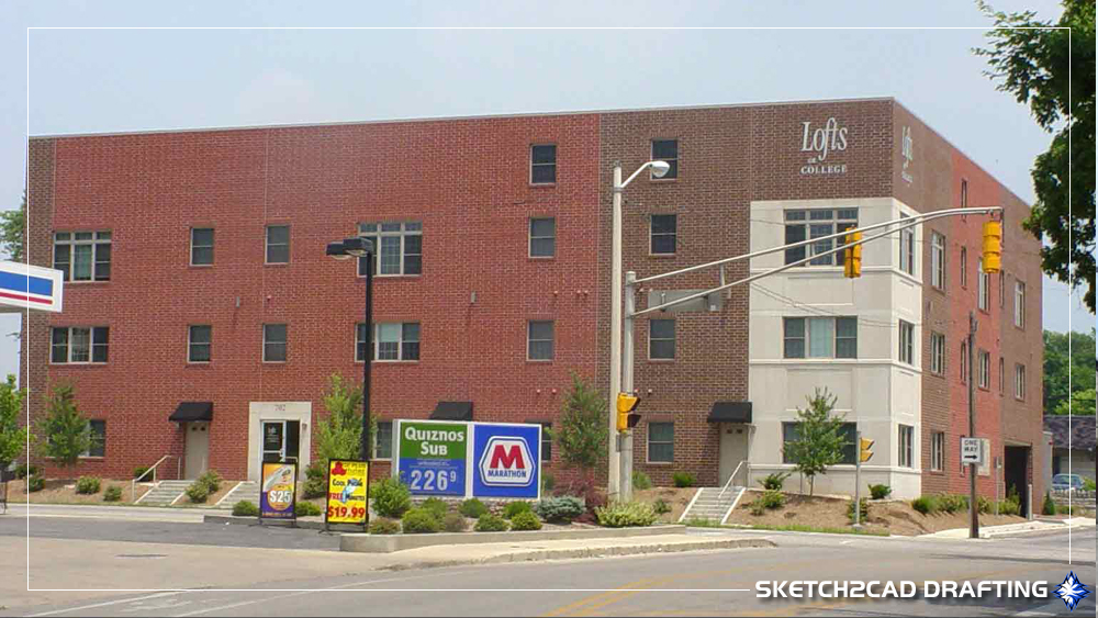 2005 Completed photo of the Lofts on College apartments located in Bloomington, Indiana