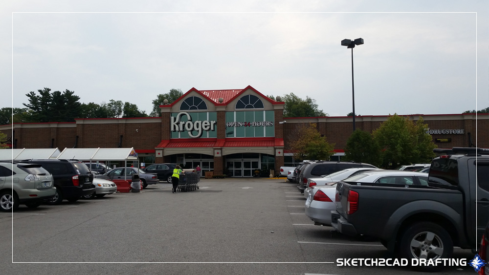 Main entrance to the Kroger south supermarket located in Bloomington, Indiana
