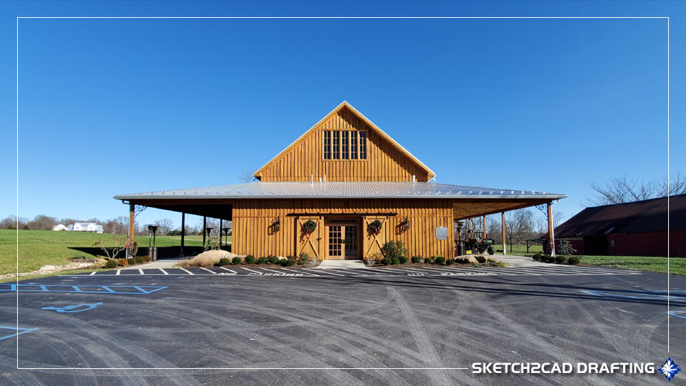 whippoorwill hill historic wooden wedding event barn with wooden wrap around covered patios