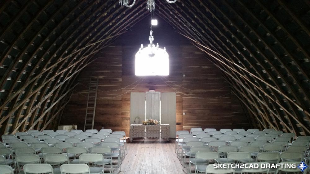 Photograph of the wedding chapel at the Loft at Walnut Hill wedding event venue project located in Bedford, Indiana