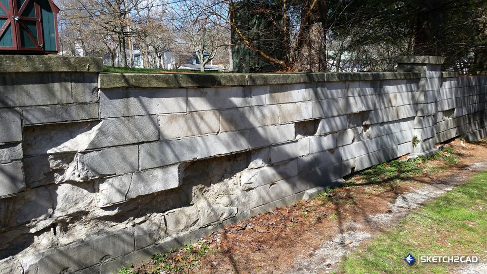 Banneker Community Center limestone east retaining wall in bloomington indiana