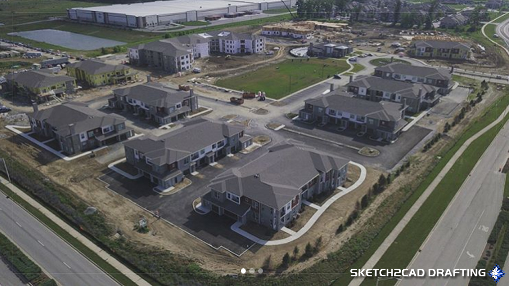 Buildings under construction at the Echo Park complex project located in Plainfield, Indiana