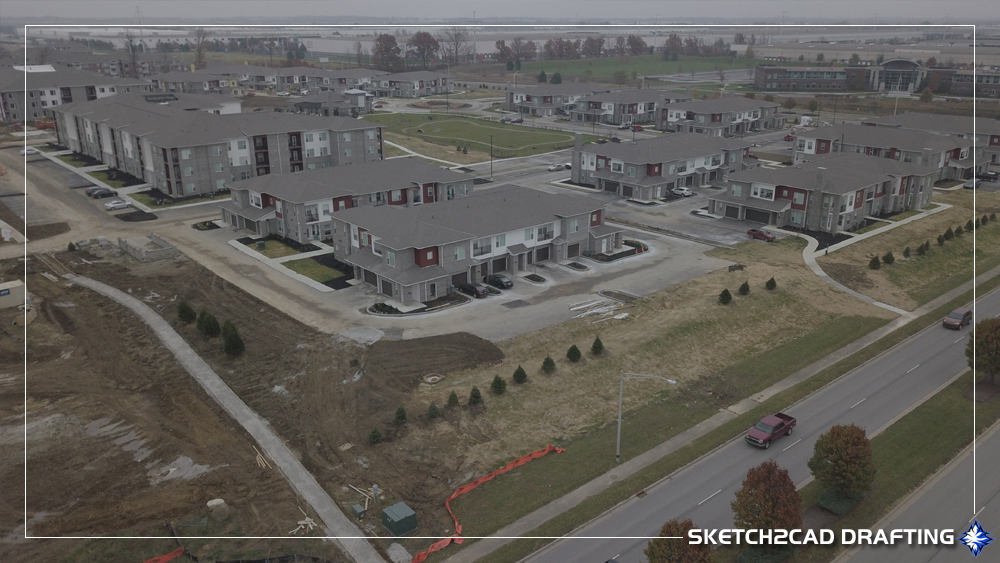 Completed buildings at the Echo Park complex project located in Plainfield, Indiana