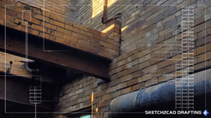 Existing interior elevation of the Monroe Oil building in Bloomington, Indiana