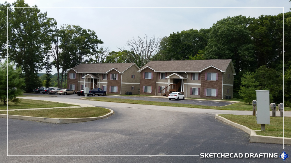Multiple units at the Capitol Avenue Apartments complex located in Ellettsville, Indiana
