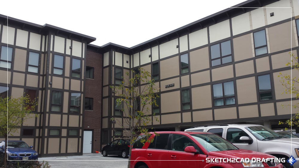 Completed parking area of the Manors at the Crest apartments located in Bloomington, Indiana