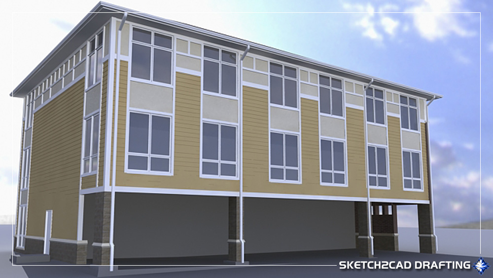 Concept rear model for the Northern Manor apartments in Bloomington, Indiana