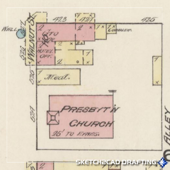1883 sanborn map of the walnut street hotel