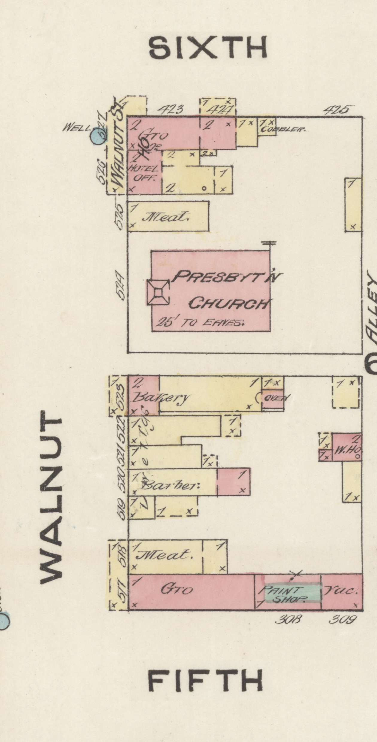 1883_sanborn_east_optimized 1883 sanborn fire map of the east side of blooomington indiana's downtown square