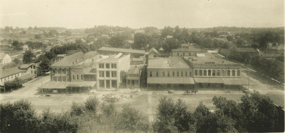 1891_north_square_IU_archives 1891 north side of the courthouse square in bloomington indiana showing the buildings