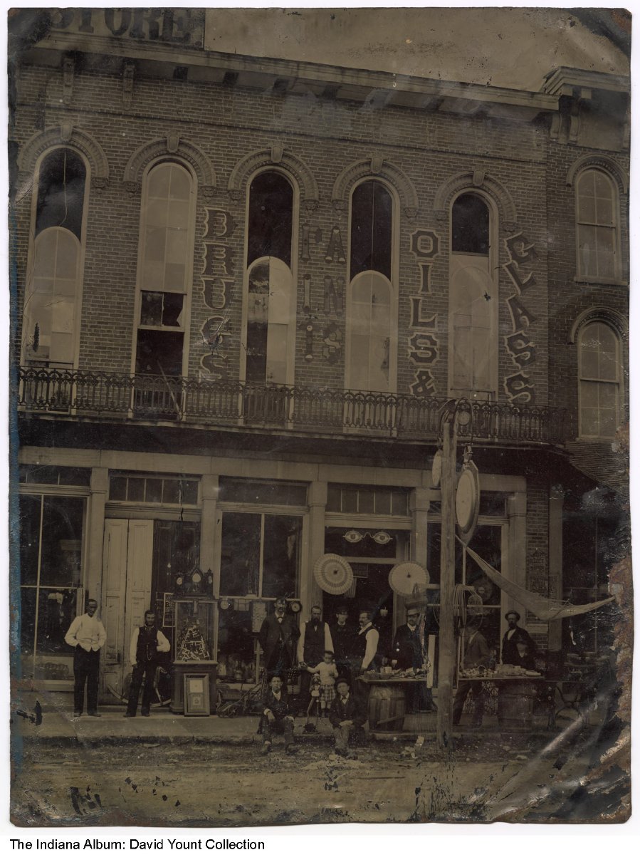 326_fifth_street 1880's view of 326 fifth street located on the south side of the courthouse square in bloomington, indiana showing The Greeve's & Son Grocery Store